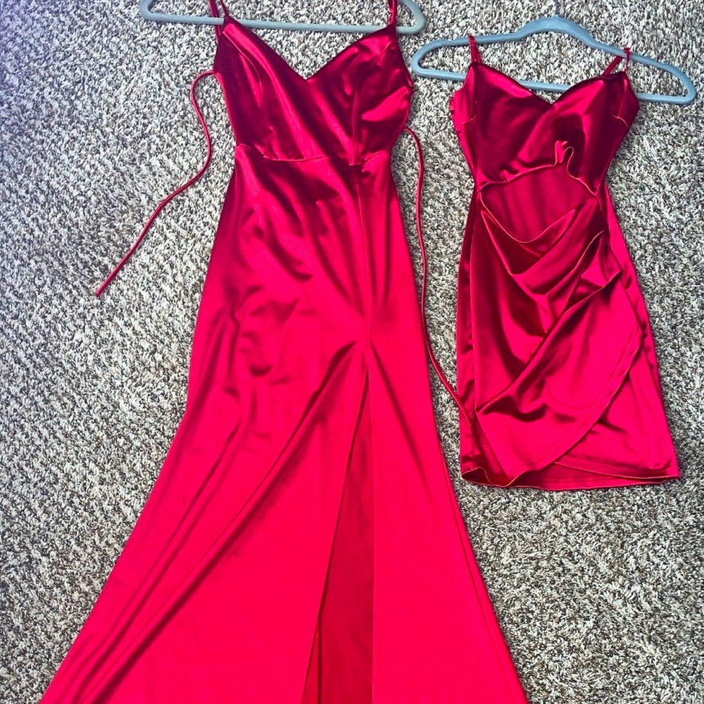 Silk long dress with side slit